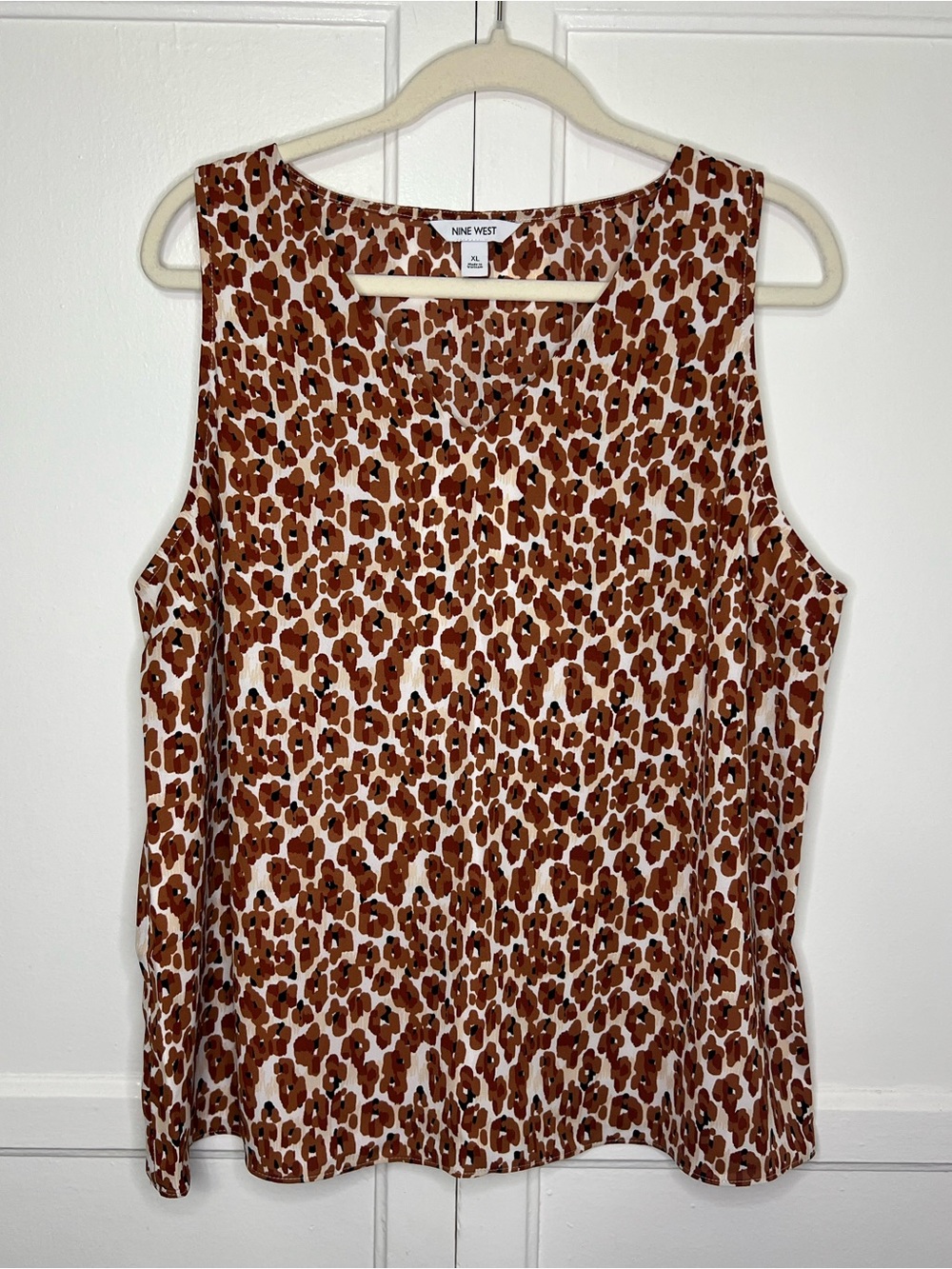Women’s Nine West V-Neck Tank Top- Brown Leopard | EUC - XL